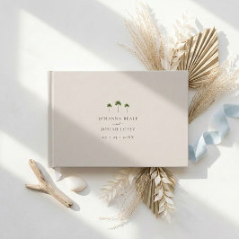 Libro De Visitas Elegante Boda de Palma Tropical Beige