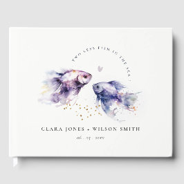 Libro De Visitas Elegante Boda de Pescado Costero Lilac