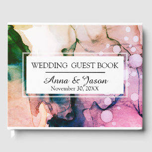 Libro De Visitas *~* Elegante Boda de pintura de color rosa Verde a