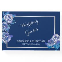 Elegante Boda de Plata Floral Azul