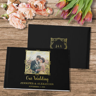 Libro De Visitas Elegante boda de Relieve metalizado de  de oro de 