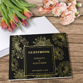 Libro De Visitas Elegante boda de Relieve metalizado de oro de gira