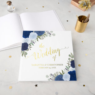 Libro De Visitas Elegante Boda de Relieve metalizado de Rosas de Mo