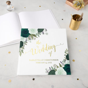 Libro De Visitas Elegante Boda de Relieve metalizado de Rosas del B