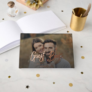 Libro De Visitas Elegante Boda de Relieve metalizado dorado de escr