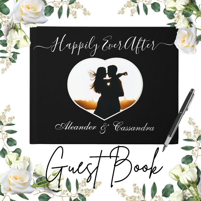 Libro De Visitas Elegante Boda de Rosa moderno con foto dorada (Subido por el creador)