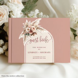 Libro De Visitas Elegante Boda de Rosas arcos Boho Dusty Pampas Pin