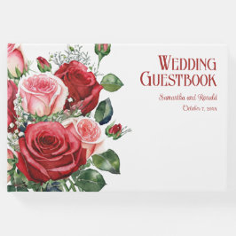 Libro De Visitas Elegante Boda de rosas rojas y rosas