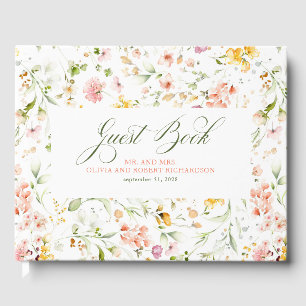 Libro De Visitas Elegante Boda de verano de Flores Silvestres