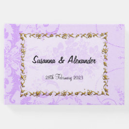 Libro De Visitas Elegante Boda del Boho Purple Damask