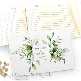 Libro De Visitas Elegante Boda del follaje de eucalipto verde sabio