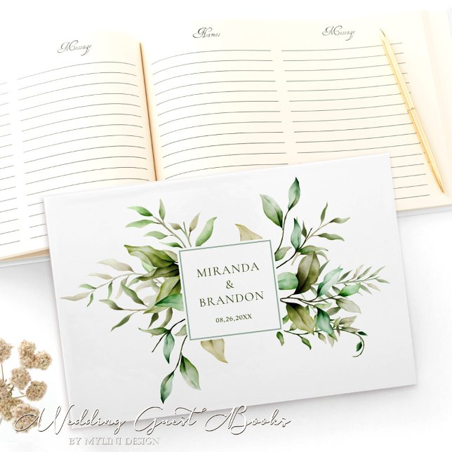 Libro De Visitas Elegante Boda del follaje de eucalipto verde sabio (Subido por el creador)