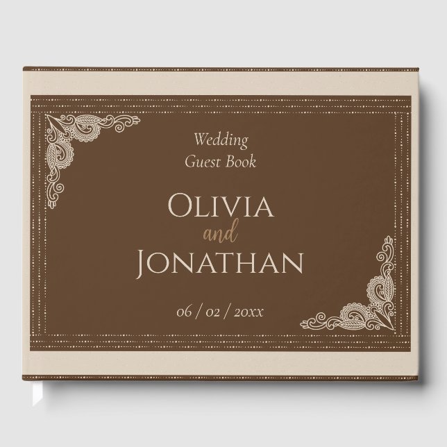 Libro De Visitas Elegante Boda elegante de bronce ornamentado (Anverso)