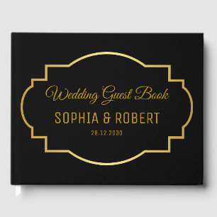 Libro De Visitas Elegante boda elegante estilo guión negro divertid