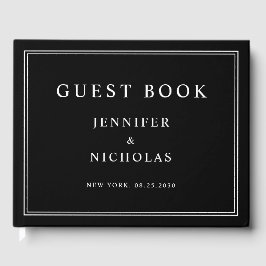 Libro De Visitas Elegante Boda en Blanco y Negro
