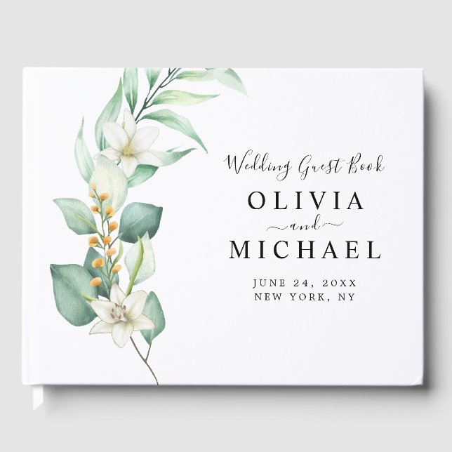 Libro De Visitas Elegante Boda Eucalyptus (Anverso)