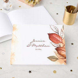 Libro De Visitas Elegante Boda Floral Acuarela Otoño