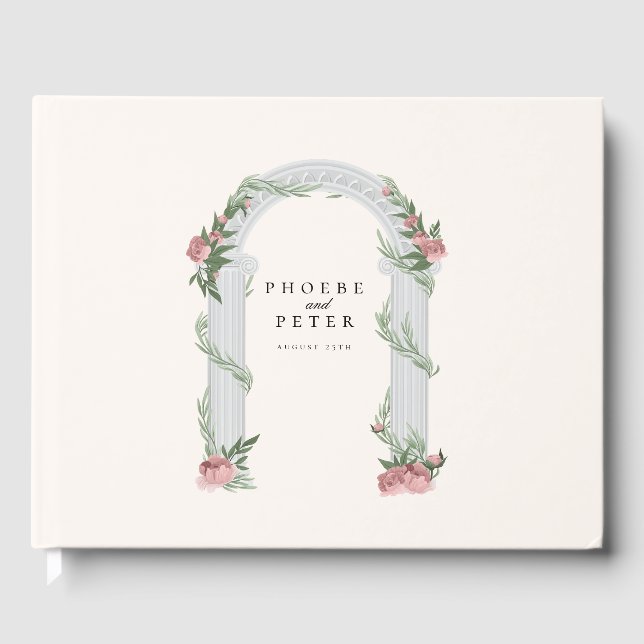 Libro De Visitas Elegante Boda Floral Columna Jardín Boda (Anverso)