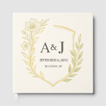 Elegante Boda floral Escudo Monograma marfil