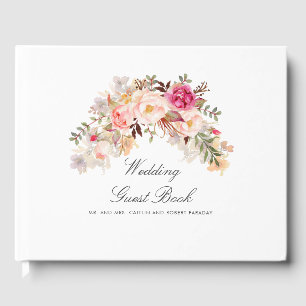 Libro De Visitas Elegante Boda floral rosa Rubor