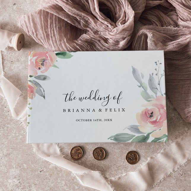 Libro De Visitas Elegante Boda floral rosa Rubor (Subido por el creador)