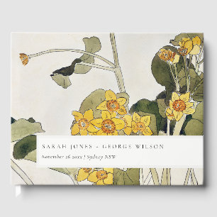 Libro De Visitas Elegante Boda floral Rústico Amarillo Daffodil