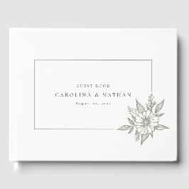 Libro De Visitas Elegante Boda floral Sage Green