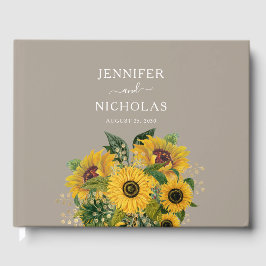 Libro De Visitas Elegante Boda Floral Taupe