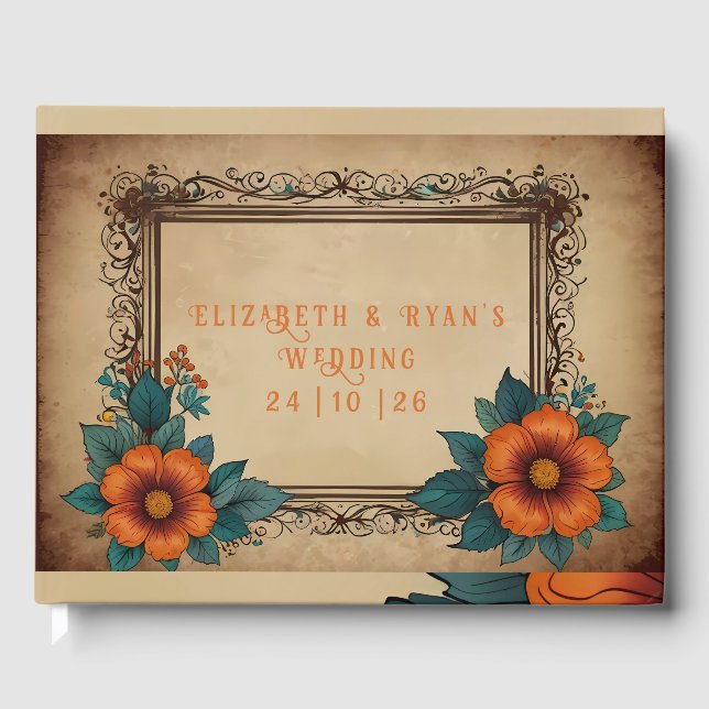 Libro De Visitas Elegante Boda floral vintage (Anverso)