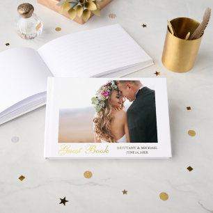 Libro De Visitas Elegante Boda Foil de Oro