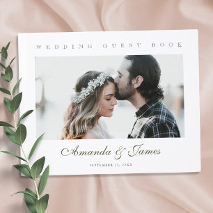 Libro De Visitas Elegante Boda fotográfico de escritura verde