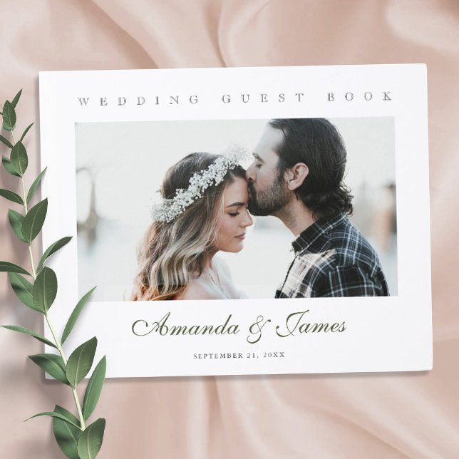 Libro De Visitas Elegante Boda fotográfico de escritura verde (Subido por el creador)