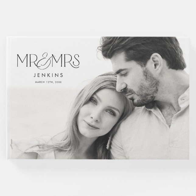 Libro De Visitas Elegante Boda fotográfico moderno (Anverso)