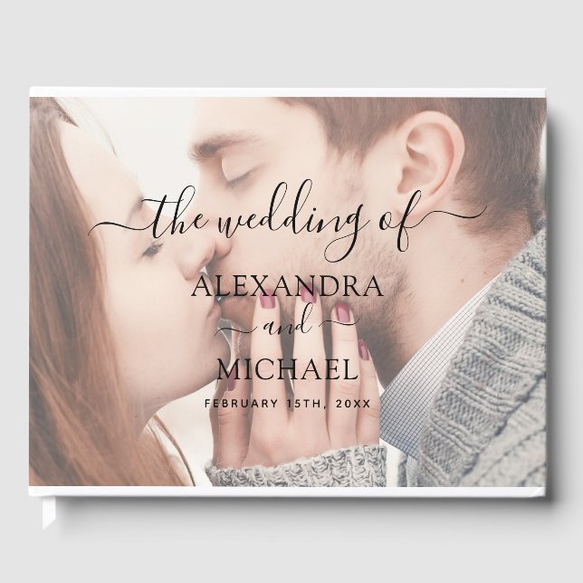 Libro De Visitas Elegante Boda fotográfico transparente moderno (Anverso)