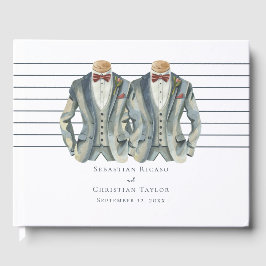 Libro De Visitas Elegante Boda gay, dos novios en traje