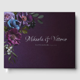 Libro De Visitas Elegante Boda gótico oscuro de flores