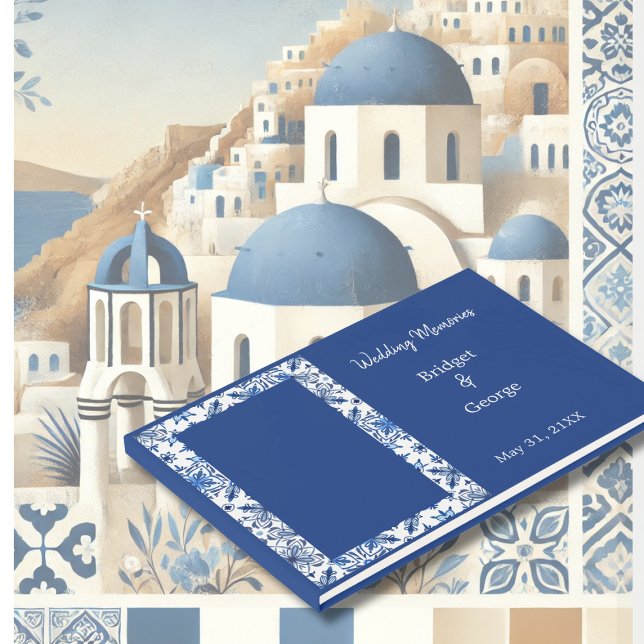 Libro De Visitas Elegante Boda griego azul y blanco (Subido por el creador)