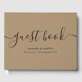 Libro De Visitas Elegante Boda Kraft de escritura moderna