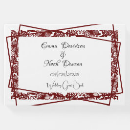Libro De Visitas Elegante Boda Maroon-Borgoña de trabajo abierto