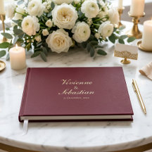 Elegante Boda Minimalista con Guión de Oro Burgund