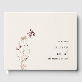 Libro De Visitas Elegante Boda Minimalista de Boho Floral
