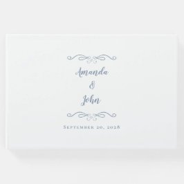 Libro De Visitas Elegante Boda Minimalista de caligrafía azul turqu