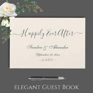 Libro De Visitas Elegante Boda minimalista de crema de marfil
