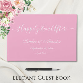 Libro De Visitas Elegante Boda minimalista de crema rosa claro