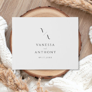 Libro De Visitas Elegante Boda Minimalista moderno negro y blanco