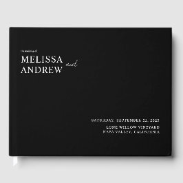 Libro De Visitas Elegante Boda Minimalista negro y blanco