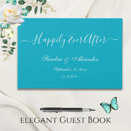Libro De Visitas Elegante Boda minimalista Verde azulado Aqua Blue