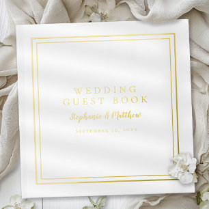Libro De Visitas Elegante Boda Moderna Fotografía Caligrafía Oro Re