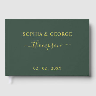 Libro De Visitas Elegante Boda moderno blanco y oro