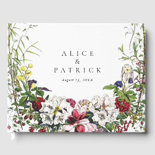Libro De Visitas Elegante Boda moderno de la vegetación botánica